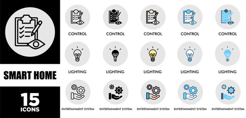 SMART HOME icon set with various styles and colors  of corporate sustainability performance for investment screening