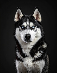 Majestic Siberian husky with piercing blue eyes