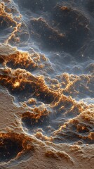 Stunning deep space nebula glowing with golden light and countless stars, evoking cosmic wonder and the vastness of the universe.