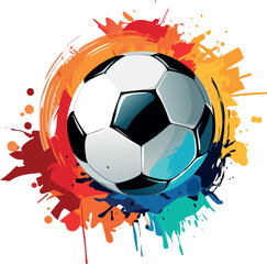 Vector illustration of a flaming soccer ball in a black background, symbolizing the heat of the game and the fiery spirit of competition