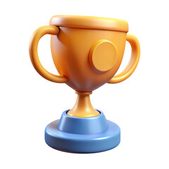 Golden trophy with blue base on black background
