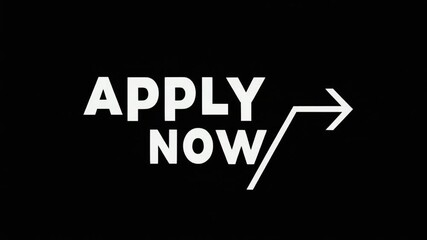 'Apply Now' Text Animation with Arrow Sign | Modern Call to Action on Black Background

