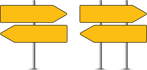 Yellow blank directional road sign set