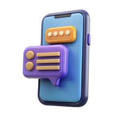 3d illustration of a smartphone with chat bubbles and password input