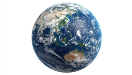 A full view of the planet Earth, showcasing its continents and oceans in vivid detail.