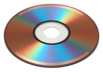 Mini DVD isolated on transparent background, small optical disc with rainbow reflection for data storage and multimedia use