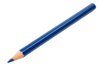 Vibrant blue colored pencil isolated on transparent background, drawing and sketching tool for creative projects PNG