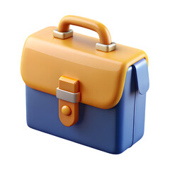 Retro style lunchbox with a blue base and yellow lid on a black background