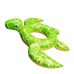 Turtle Shaped Pool Float in Green and Yellow with Transparent Background Aquatic Fun and Playtime Summer Holiday Relaxation