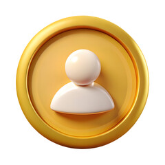 Golden coin with generic user profile icon