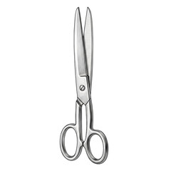 Sharp chrome scissors poised against a clean backdrop for precision cutting work, isolated studio