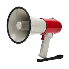 Red and White Megaphone Isolated Communication Tool for Public Announcements on Transparent Area
