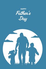 Happy Father's Day - Father and Son Silhouette, suitable for greeting cards, posters, banners, social media posts and other promotional materials to celebrate Father's Day.