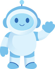 Friendly Blue Robot Waving