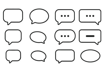 Obraz premium Chat speech bubble vector icon set. Message bubbles and dialogue box template. Communication, comment, talk, think balloon symbol. SMS, quote, and discussion line icons.
