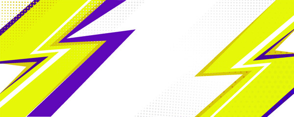 Abstract sports banner with modern yellow and blue lightning shape.