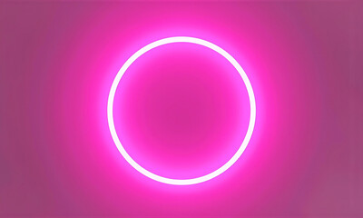 Glowing neon oval shape on pink background abstract art