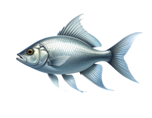  Photorealistic Silvery Fish Swimming in Clear Water