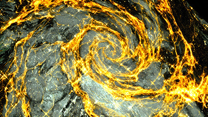 Golden and silver glitter dancing in a swirling storm, vibrant electric energy crackling in the air