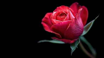 Fototapeta premium Red rose soft focus on black background.