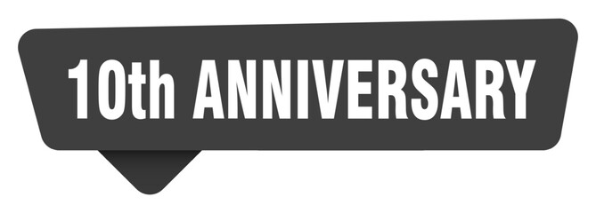10th anniversary black sign isolated on transpatent background. 10th anniversary sticker