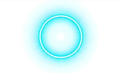Bright cyan neon oval ring with glowing aura