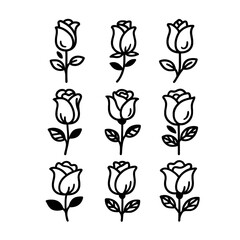 Retro Black and White Rose Icon Set Vector

 

 
