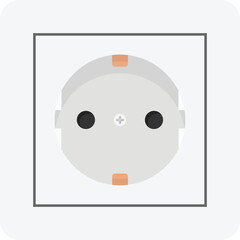 Fototapeta premium Type F Wall Electrical Outlet Flat Illustration. Clean Icon Design Element on Isolated Transparent Background