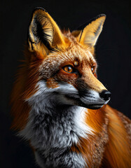 Fototapeta premium Majestic fox portrait with dramatic lighting