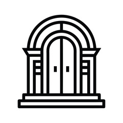 Doorway Outline Icon Minimal Entrance Architecture Vector Symbol on White Background