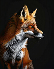 Fototapeta premium Majestic fox portrait with dramatic lighting