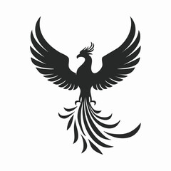 Obraz premium Black Phoenix Bird Silhouette Rising Symbol Illustration