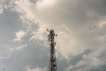 Communication Tower Against a Dramatic Sky