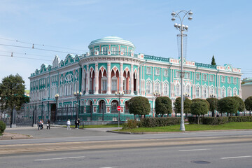 View of the famous old house of N.I. Sevastyanov on a sunny August day, Yekaterinburg