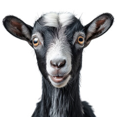 Fototapeta premium Portrait of a goat isolated on transparent background.