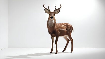 Wildlife illustration of a sika deer alone on white – crisp details, realistic shading, and naturalistic pose suitable for digital art or design projects.