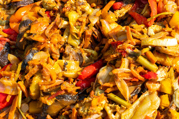 Grilled Vegetables Cooking on Open Fire