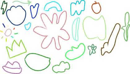 Doodle vector elements hand drawn icon set isolated