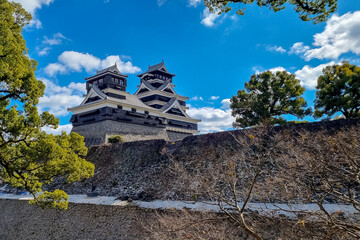 The Famous Landscape vintage building of Kumamoto Castle in Northern Kyushu, Japan.