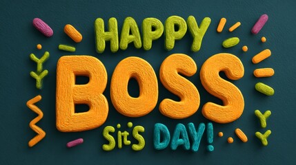 Happy boss's day festive text typography greeting