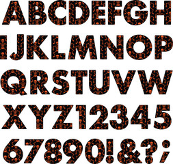 Halloween Skeleton Black Orange Alphabet