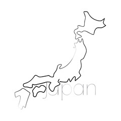 The illustration is a vector map outline of the country of Japan with its flag symbol