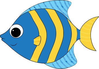 Vector illustration of a colorful tropical butterflyfish in an aquarium's underwater scene