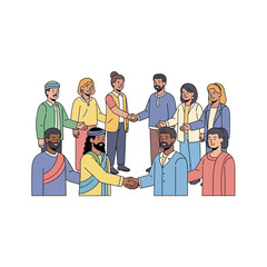 A diverse group of multicultural children holding hands together in a circle, symbolizing global unity, friendship, and community