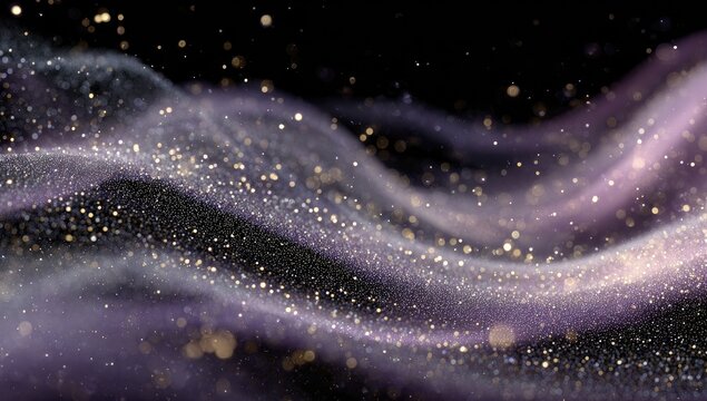 Abstract swirling particles,  gold & purple