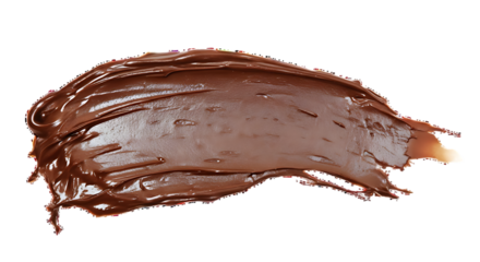 Rich dark chocolate spread swirled and textured against a stark black background with glossy highlights