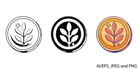 Coin with tree symbol representing growth finance and nature sustainability icon vector