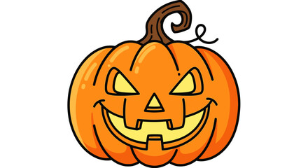 Spooky smiling jack-o'-lantern radiating Halloween spirit with glowing eyes and a playful expression, perfect for seasonal greetings and festive designs