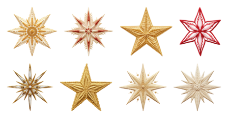 PNG Elegant festive star ornaments collection, element set on transparent background