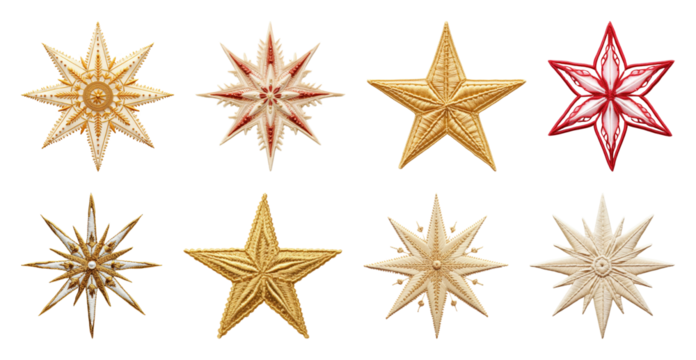 PNG Elegant festive star ornaments collection, element set on transparent background
